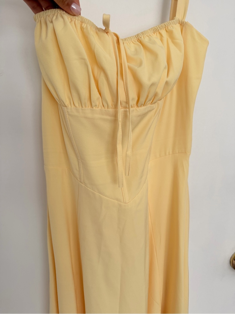 Yellow corset adjustable top midi Dress - Elegant Summer Style - Picture 2 of 3